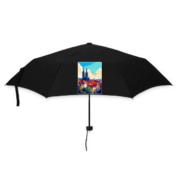 Brünn Tschechische Republik Vintage Reiseplakat Souvenir - Regenschirm (klein) - Schwarz - Vorne
