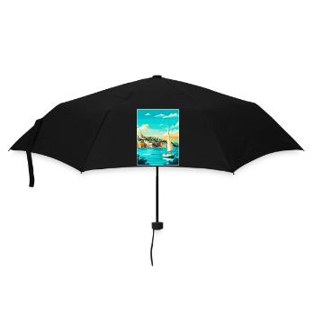 Ibiza Spanien Vintage Reise Poster WPA Kunst Souvenir - Regenschirm (klein) - Schwarz - Vorne