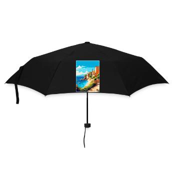 Costa Brava Spanien Vintage Reiseplakat Souvenir - Regenschirm (klein) - Schwarz - Vorne