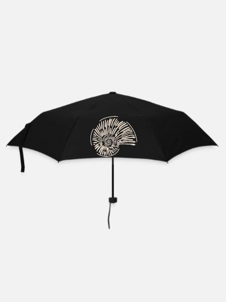 Ammonitenspirale Linienkunst - Regenschirm (klein) - Schwarz