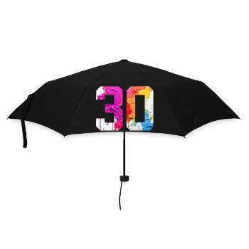 FARBIG NUMMER 30 BUNT 30. GEBURTSTAG - Regenschirm (klein) - Schwarz - Vorne