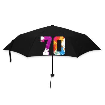 FARBIG NUMMER 70 BUNT 70. GEBURTSTAG - Regenschirm (klein) - Schwarz - Vorne