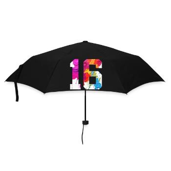 COLORED NUMBER 16 COLORFUL 16TH BIRTHDAY - Umbrella (small) - black - Front