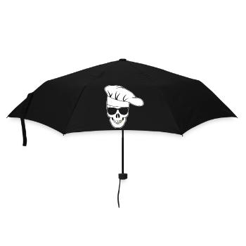 Crâne avec lunettes de soleil, toque de chef - Parapluie standard - noir - Devant