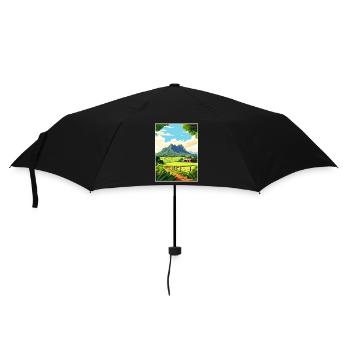 Kualoa Ranch Hawaii Vintage Reiseposter Souvenir - Regenschirm (klein) - Schwarz - Vorne
