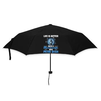 Das Leben ist besser mit einem Mikroskop und einer - Regenschirm (klein) - Schwarz - Vorne