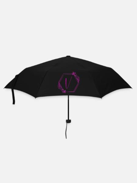 V Blüten Hexagon Design - Regenschirm (klein) - Schwarz