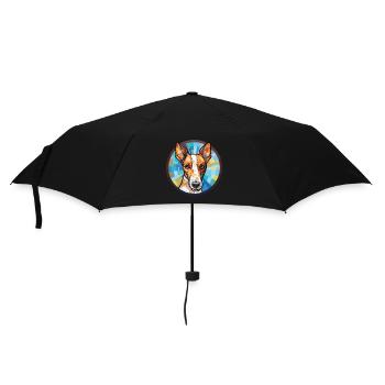 Glatte Foxterrier-Hunderasse buntes Aquarell - Regenschirm (klein) - Schwarz - Vorne
