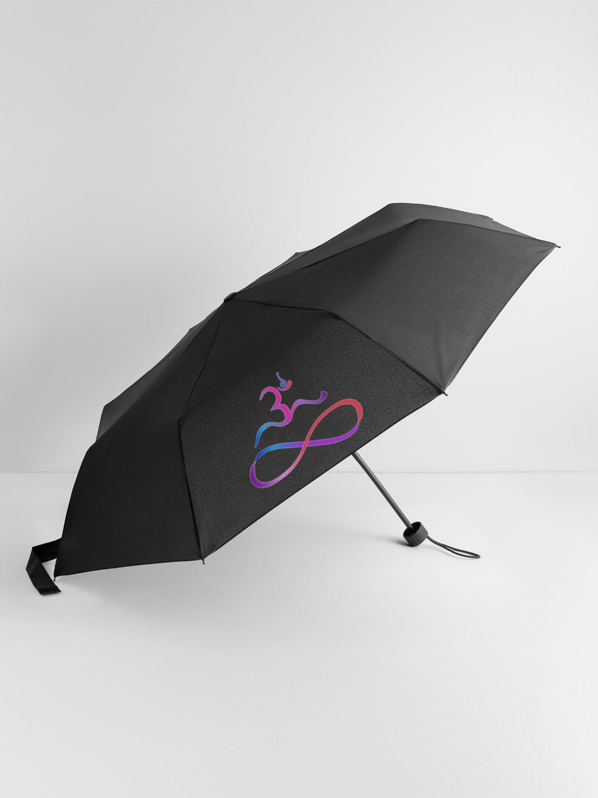 Aum mit Lemniskate helle Kontur - Regenschirm (klein) - Schwarz - Vorne