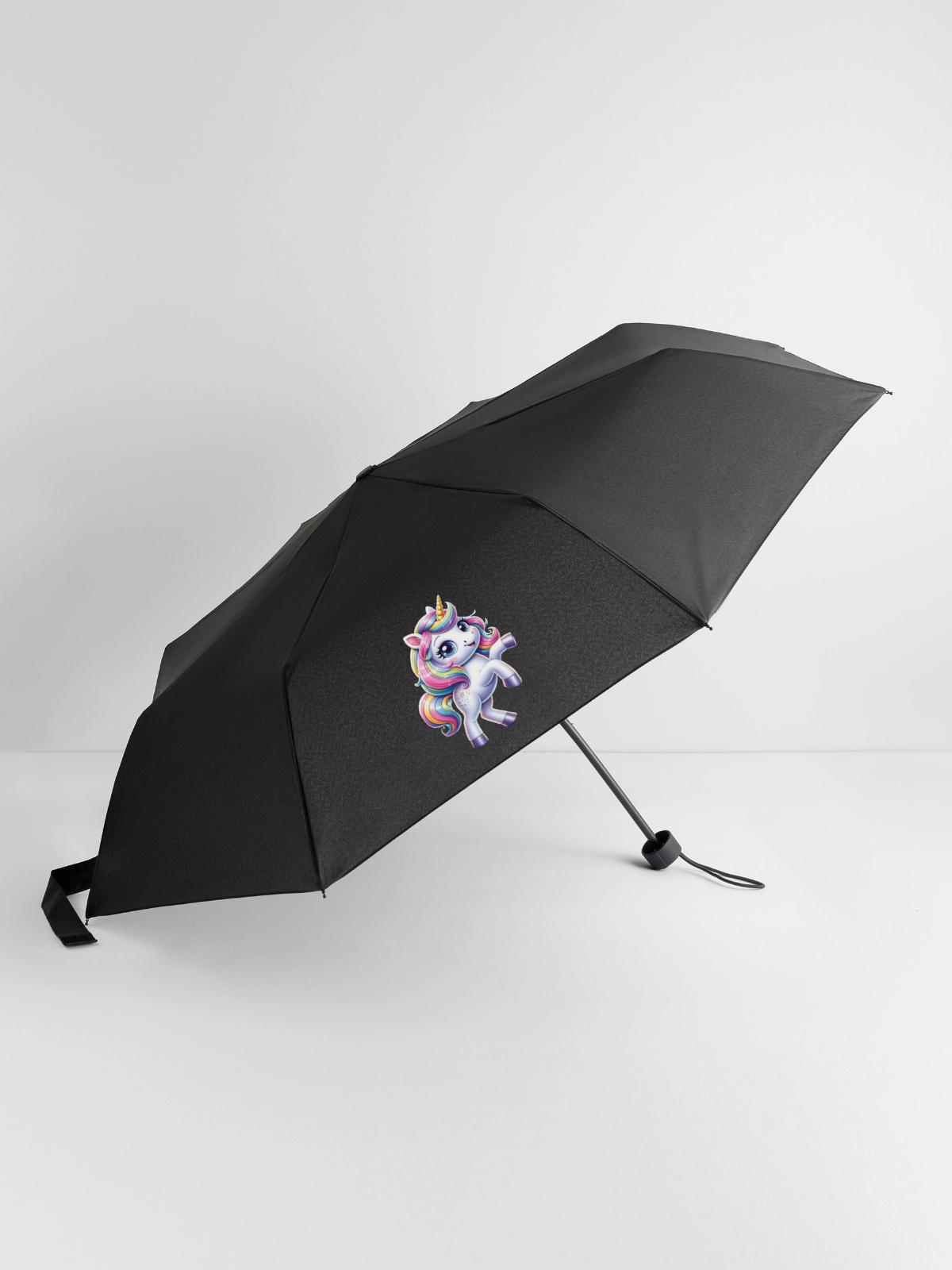 Kleines Einhorn - Regenschirm (klein) - Schwarz - Vorne