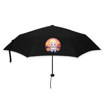 Katze buntes Aquarell Cartoon Kawaii Tier - Regenschirm (klein) - Schwarz - Vorne