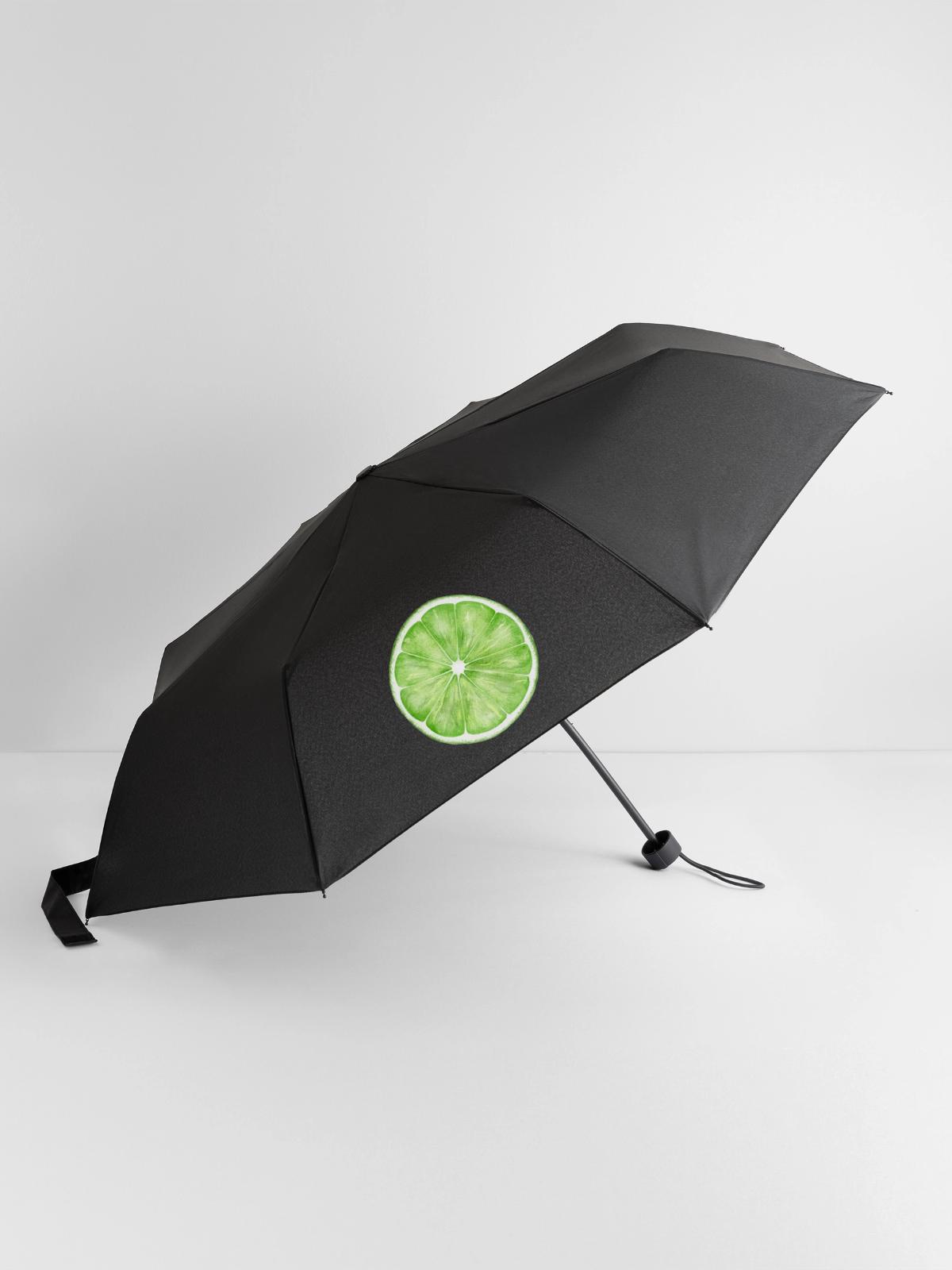 Limette - Regenschirm (klein) - Schwarz - Vorne