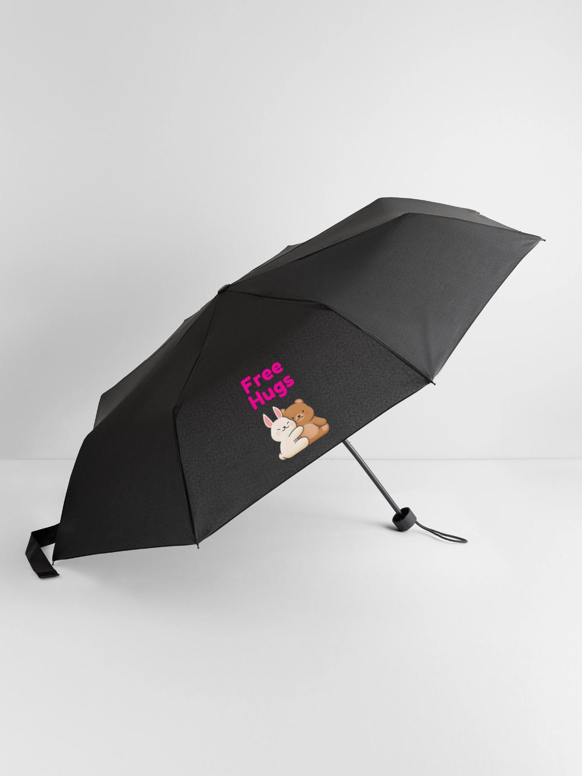 Free Hugs - Regenschirm (klein) - Schwarz - Vorne