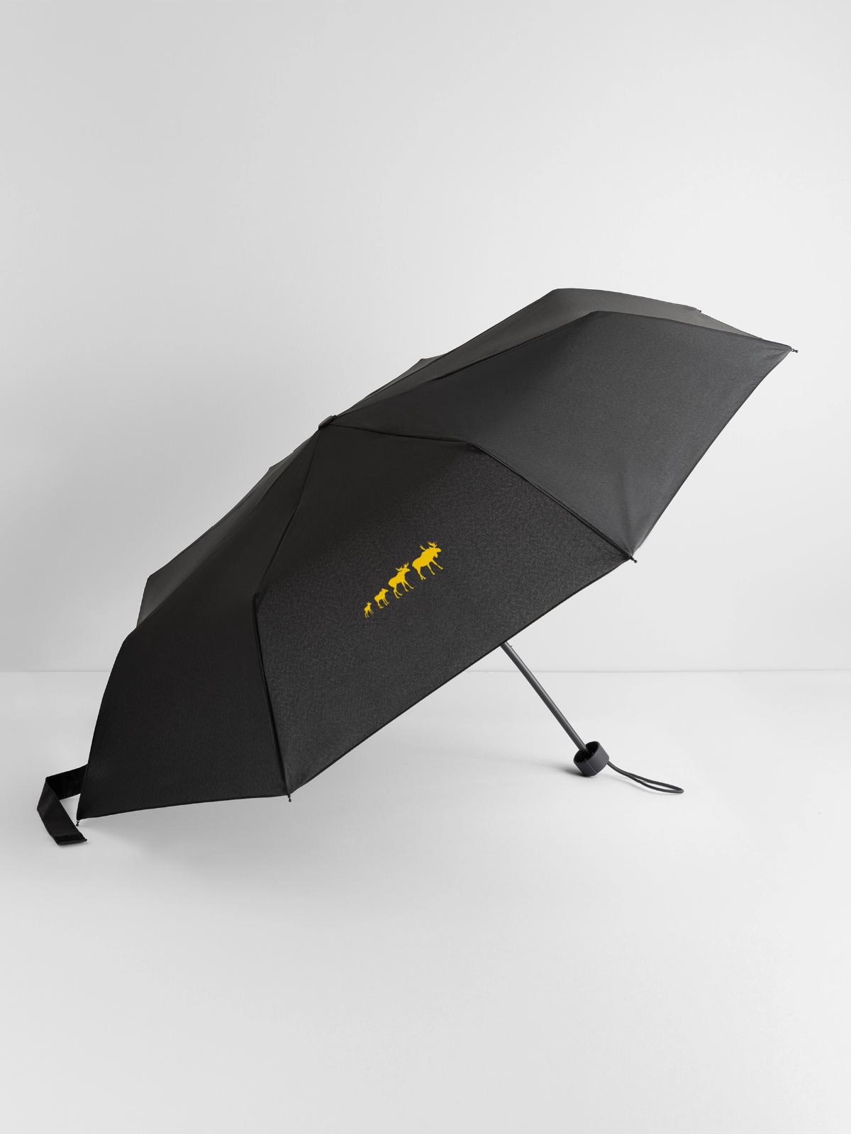 Elch - Regenschirm (klein) - Schwarz - Vorne