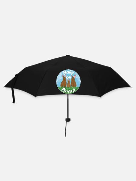 Baby on board - Hasenfamilie - Regenschirm (klein) - Schwarz