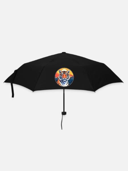 Tiger Buntes Aquarell Cartoon Kawaii Tier - Regenschirm (klein) - Schwarz