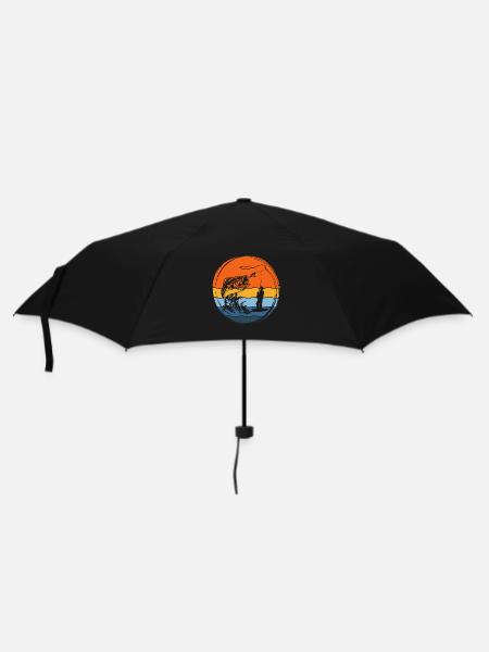 Angler Angeln - Regenschirm (klein) - Schwarz