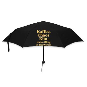 Kaffee Chaos Kita (sonnengelb) - Regenschirm (klein) - Schwarz - Vorne