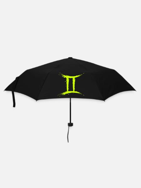 Sternzeichen Zwillinge Gelb Gemini Symbol - Regenschirm (klein) - Schwarz