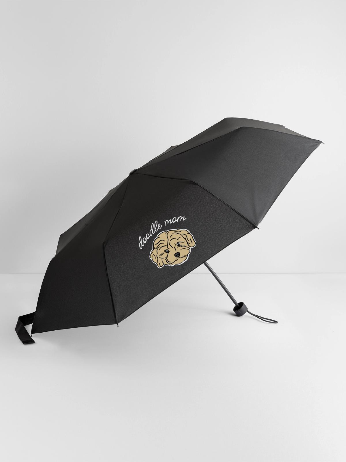 doodle mom - Regenschirm (klein) - Schwarz - Vorne