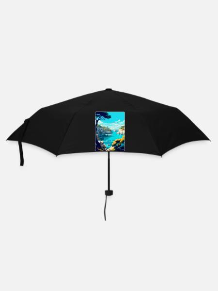 Calanques Frankreich Vintage Reiseplakat Souvenir - Regenschirm (klein) - Schwarz