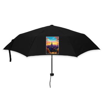 Manhattan New York Vintage Reiseposter Souvenir - Regenschirm (klein) - Schwarz - Vorne