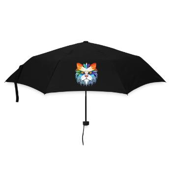 Weiße Langhaar Perserkatze Buntes Aquarell - Regenschirm (klein) - Schwarz - Vorne