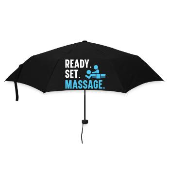 Fertig. Fertig. Massage. Therapeutin Massage-Thera - Regenschirm (klein) - Schwarz - Vorne