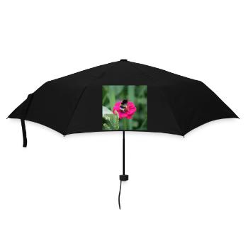 Hummel schwebt über pinker Blume - Regenschirm (klein) - Schwarz - Vorne
