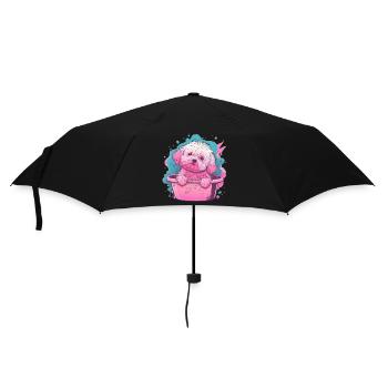 Pinkes Fluff-Welpe im Eimer - Regenschirm (klein) - Schwarz - Vorne