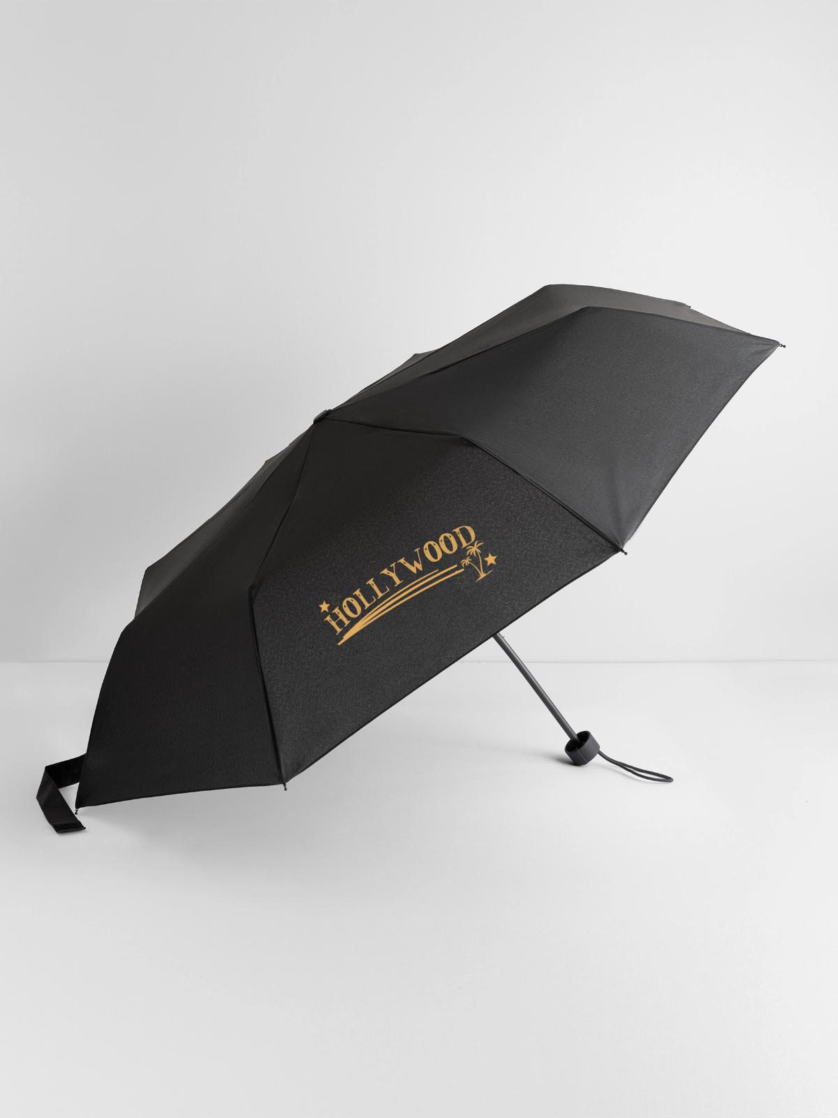 Hollywood Palmen Sterne - Regenschirm (klein) - Schwarz - Vorne
