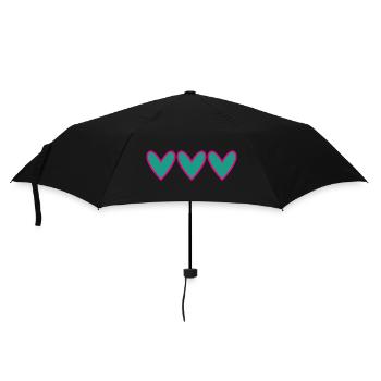 HERZ. HERZ. VALENTINSTAG. LIEBE. LIEBE. PAAR. - Regenschirm (klein) - Schwarz - Vorne