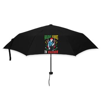 Feiertagshelden in Uniform Weihnachtsmann Polizei - Regenschirm (klein) - Schwarz - Vorne