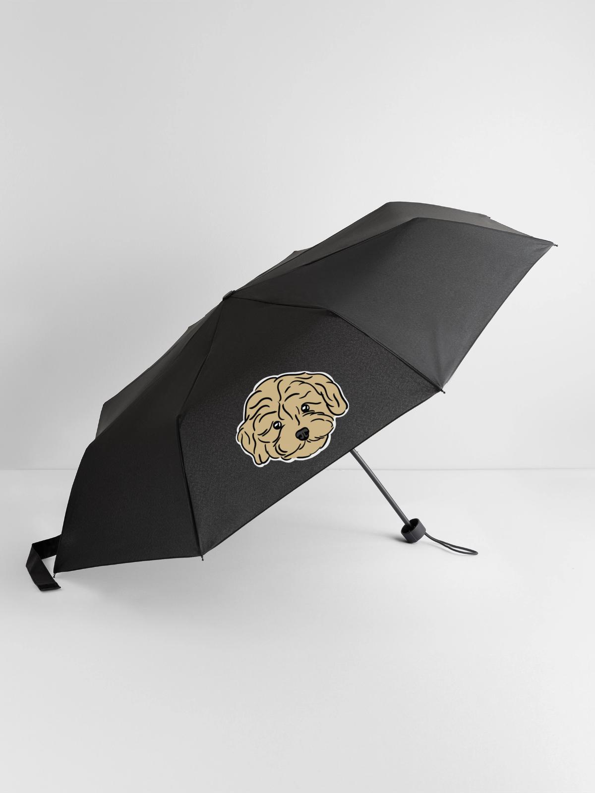 Doodle Puppy Head - Regenschirm (klein) - Schwarz - Vorne