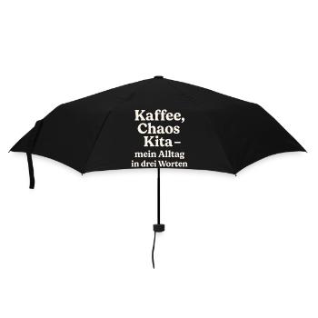 Kaffee Chaos Kita (hellbeige) - Regenschirm (klein) - Schwarz - Vorne