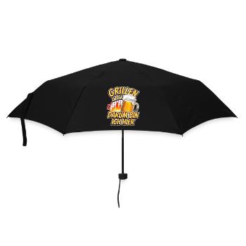 Grillen & Bier - darum bin ich hier - Barbecue - Regenschirm (klein) - Schwarz - Vorne