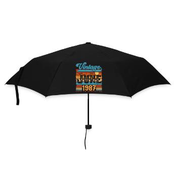 Juni 1987, Vintage-Jubiläumsgeschenk Juni 1987. - Regenschirm (klein) - Schwarz - Vorne
