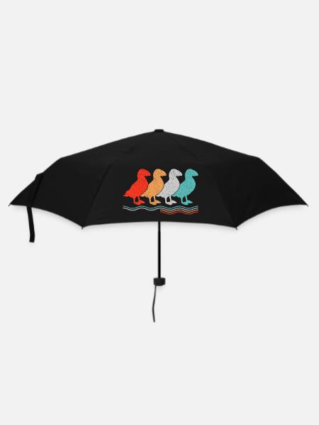 Puffin Papageitaucher Retro Papageientaucher Motiv - Regenschirm (klein) - Schwarz