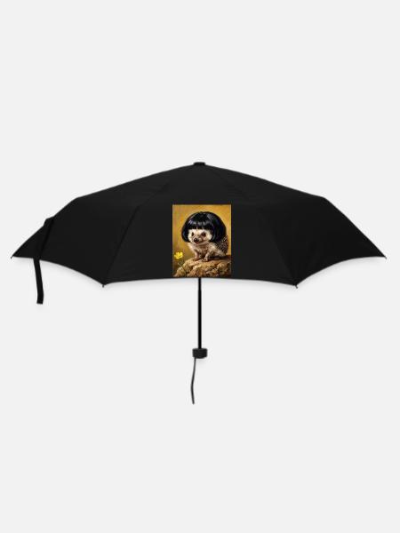 Lustiger Igel Bob Haarschnitt - Regenschirm (klein) - Schwarz