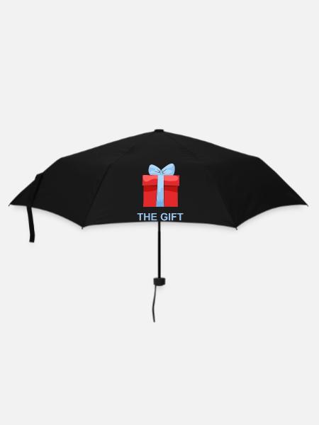 Rotes Geschenk mit Blauem Band - Regenschirm (klein) - Schwarz