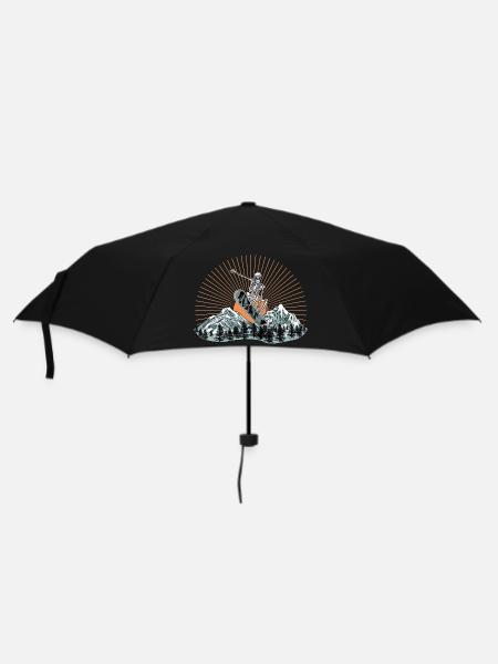 Skelett-Snowboarder über Berglandschaft - Regenschirm (klein) - Schwarz