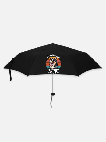 Lustige Langhaar Collie Sprüche - Regenschirm (klein) - Schwarz