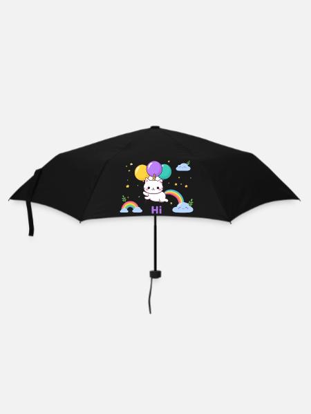 Pastel Kitty Einhornballons - Regenschirm (klein) - Schwarz