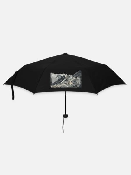 Wanderer auf bergigem Pfad - Regenschirm (klein) - Schwarz