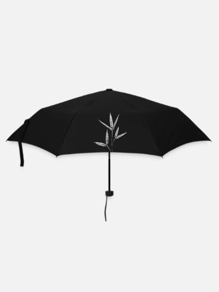 Bambus Botanischer Blätterdruck - Regenschirm (klein) - Schwarz