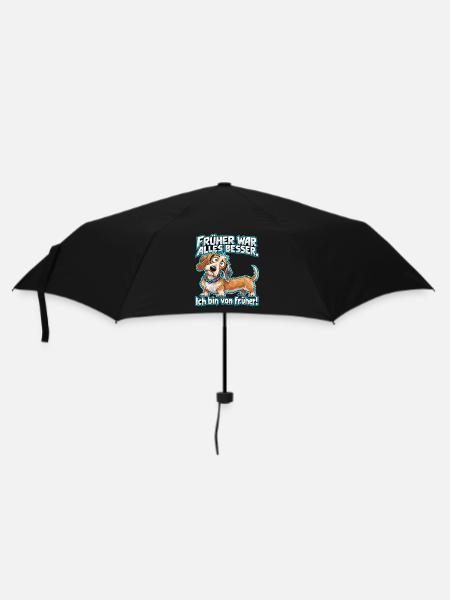 Früher war alles besser – Dackel - Regenschirm (klein) - Schwarz