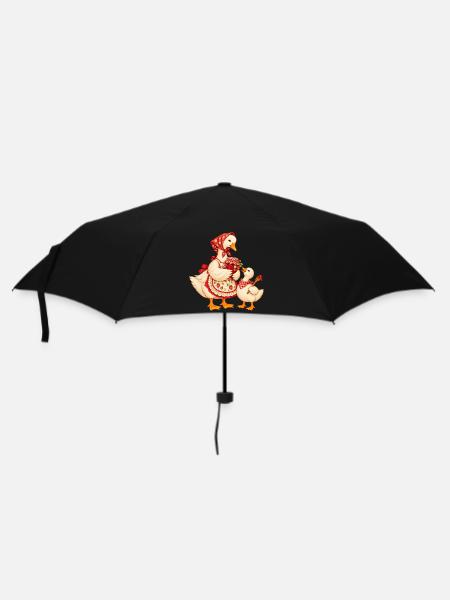 Baka Gans mit Enkel – Omas Marmelade - Regenschirm (klein) - Schwarz
