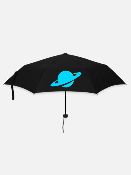 Blauer Ringplanet - Regenschirm (klein) - Schwarz