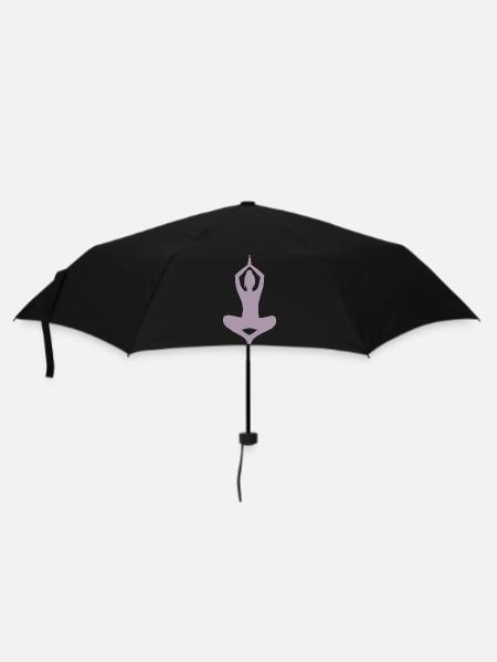 Yoga Design Sonnengruß Silhouette - Regenschirm (klein) - Schwarz