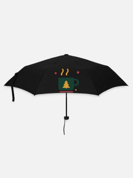Winterkakao mit Tannenbaum – Adventsmotiv - Regenschirm (klein) - Schwarz